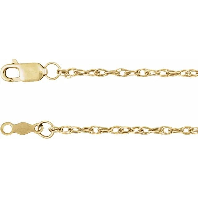 14K Yellow Gold-Filled 1.5 Mm Rope Chain Necklace 18" With Lobster Clasp