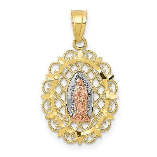 10k Two-tone Gold with White Rhodium Our Lady of Guadalupe Pendant