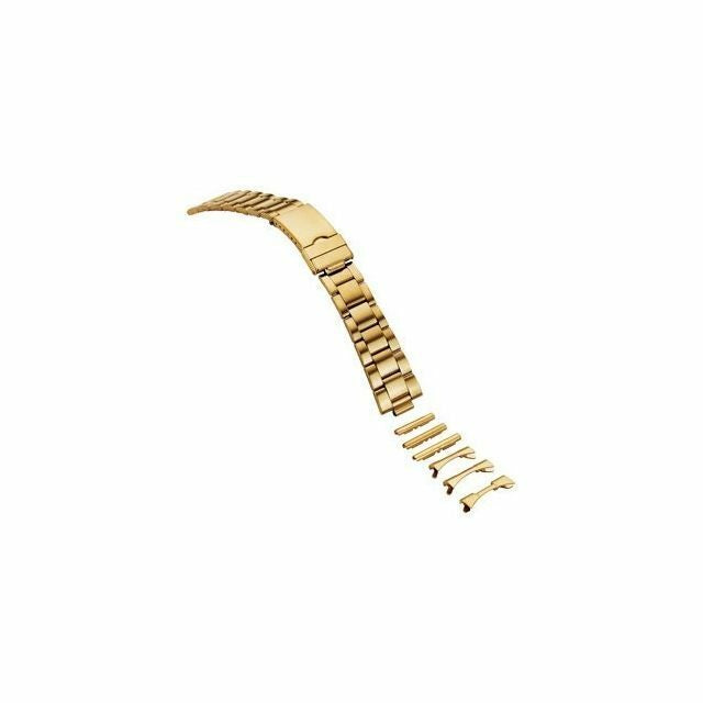 Mens Yellow Metal Multi-End Piece Link Watch Band 18-20-22mm Adjustable Width