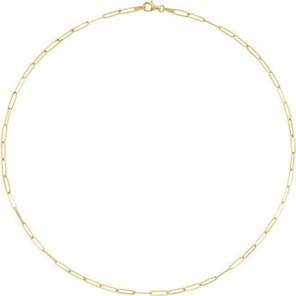 14K Yellow Gold 2.6 mm Elongated Paperclip Link 18 inch Chain