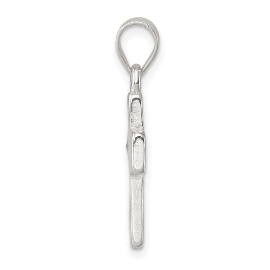 Sterling Silver Rhodium-Plated Enameled Mustard Seed Cross Pendant