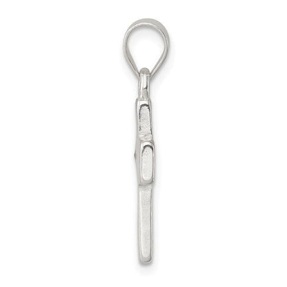 Sterling Silver Rhodium-Plated Enameled Mustard Seed Cross Pendant