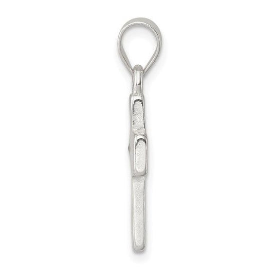 Sterling Silver Rhodium-Plated Enameled Mustard Seed Cross Pendant