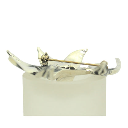 Lily Flower Sterling Silver .925 Brooch Pin 20.4g Elegant Floral Design