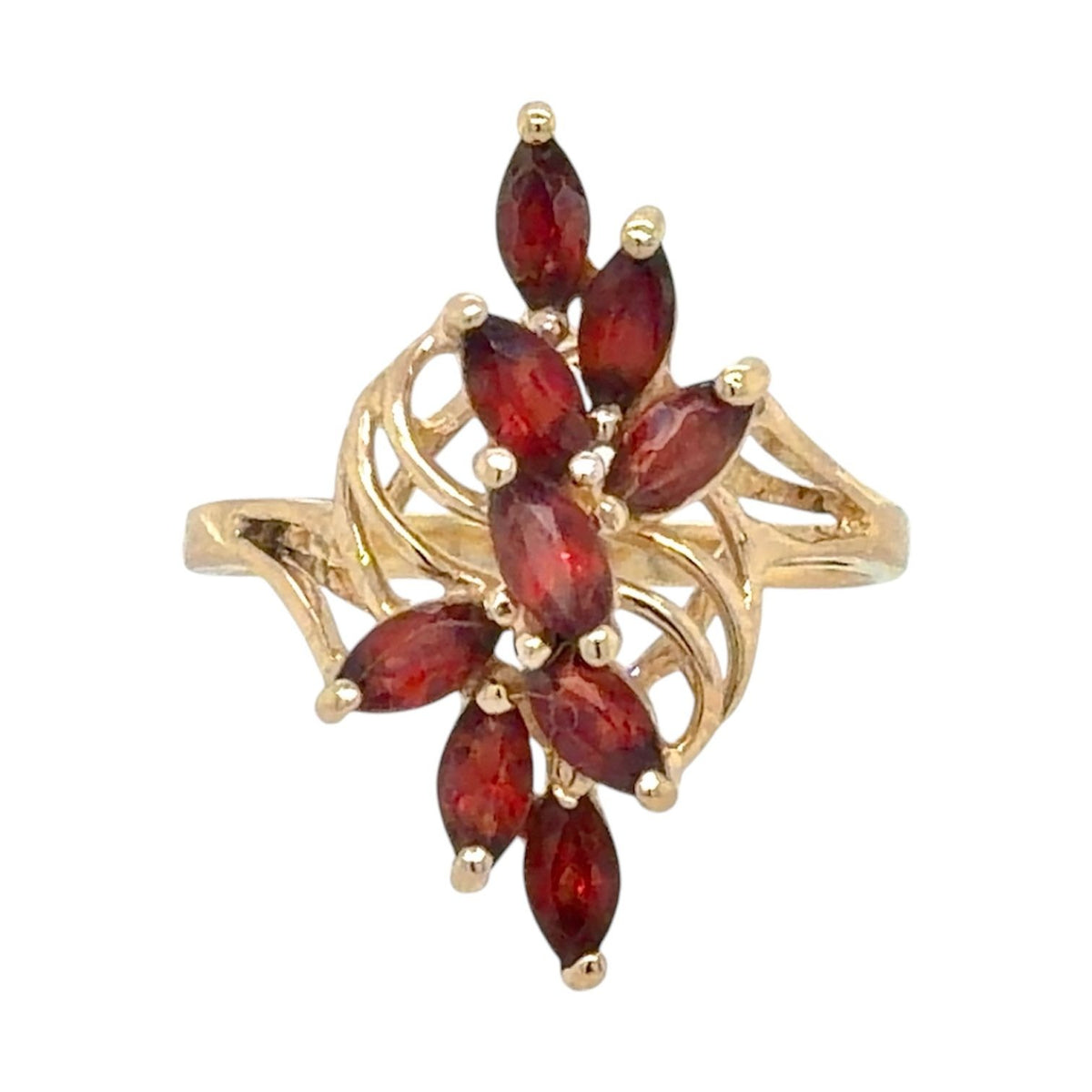 Garnet 14k Yellow Gold Cluster Ring 3.5g Size 6.5