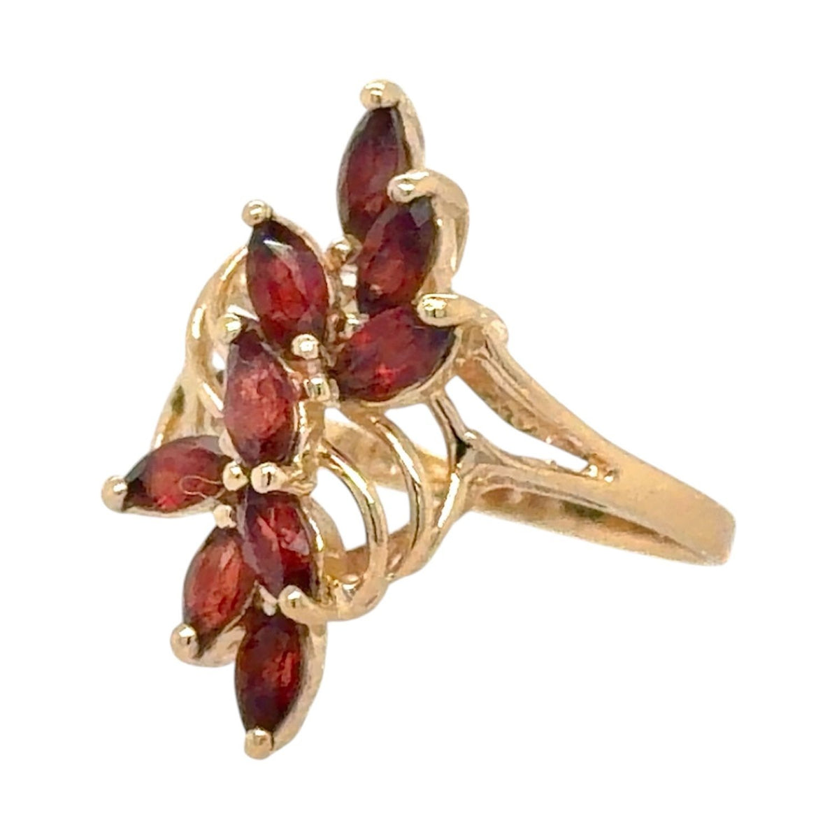 Garnet 14k Yellow Gold Cluster Ring 3.5g Size 6.5