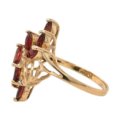 Garnet 14k Yellow Gold Cluster Ring 3.5g Size 6.5