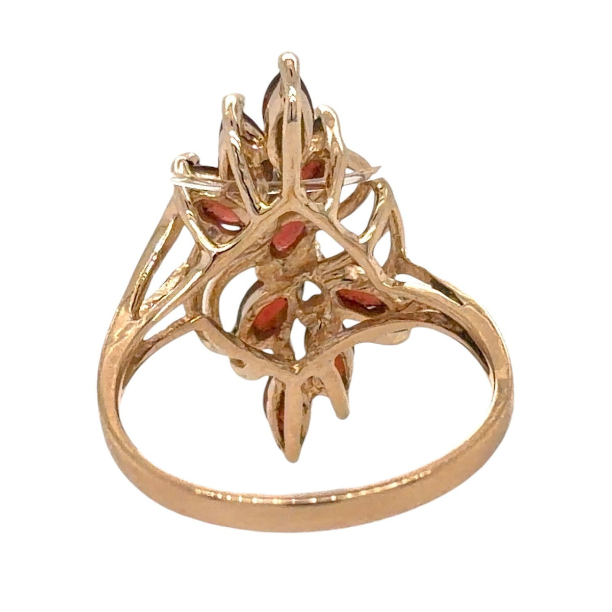 Garnet 14k Yellow Gold Cluster Ring 3.5g Size 6.5