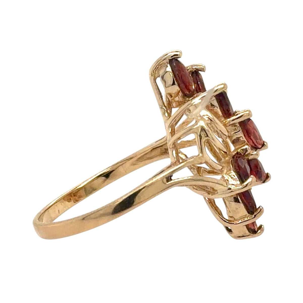 Garnet 14k Yellow Gold Cluster Ring 3.5g Size 6.5