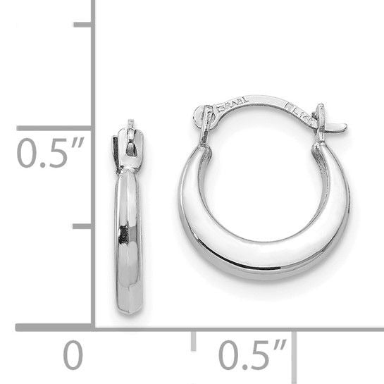 14K White Gold Small Hoop Earrings 12mm x10mm