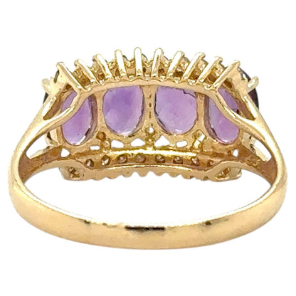 Amethyst & 1/10ctw Diamond 14k Yellow Gold Ring 2.6g Size 7.25