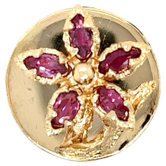 10k Yellow Gold Pink Ruby Flower Round Bracelet Slide 7.2g