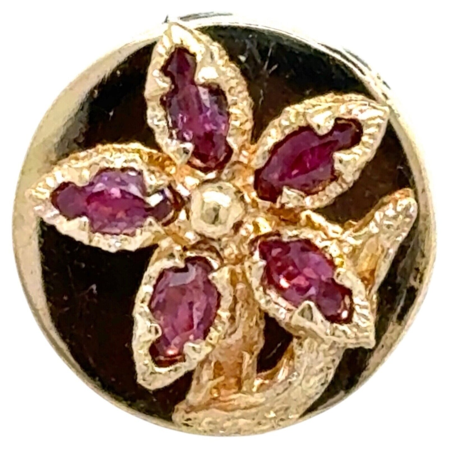 10k Yellow Gold Pink Ruby Flower Round Bracelet Slide 7.2g