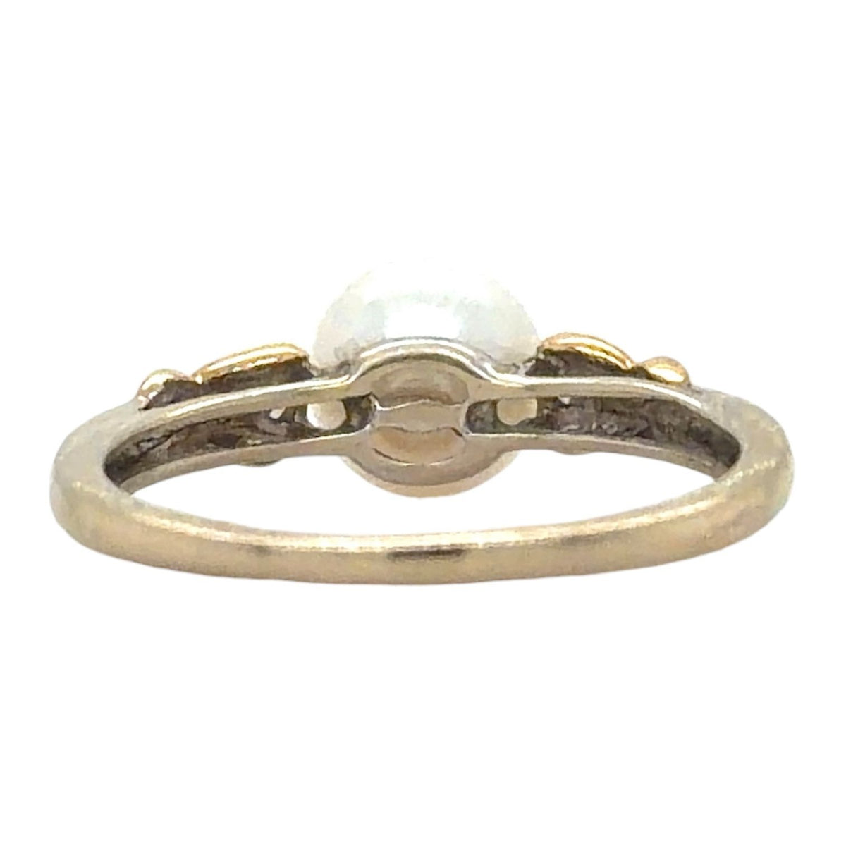 Pearl & Diamond 14k Two-Tone Gold Ring 1.8g Size 6.25