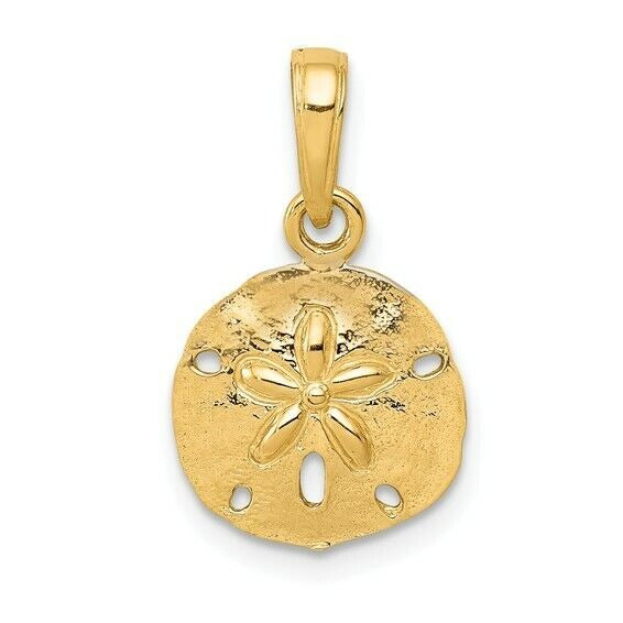 14K Yellow Gold Polished Sand Dollar Pendant