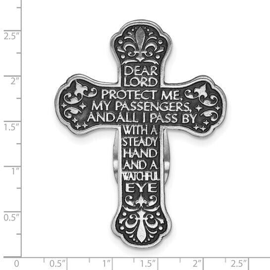 Pewter Finish Travelers Prayer Cross Visor Clip