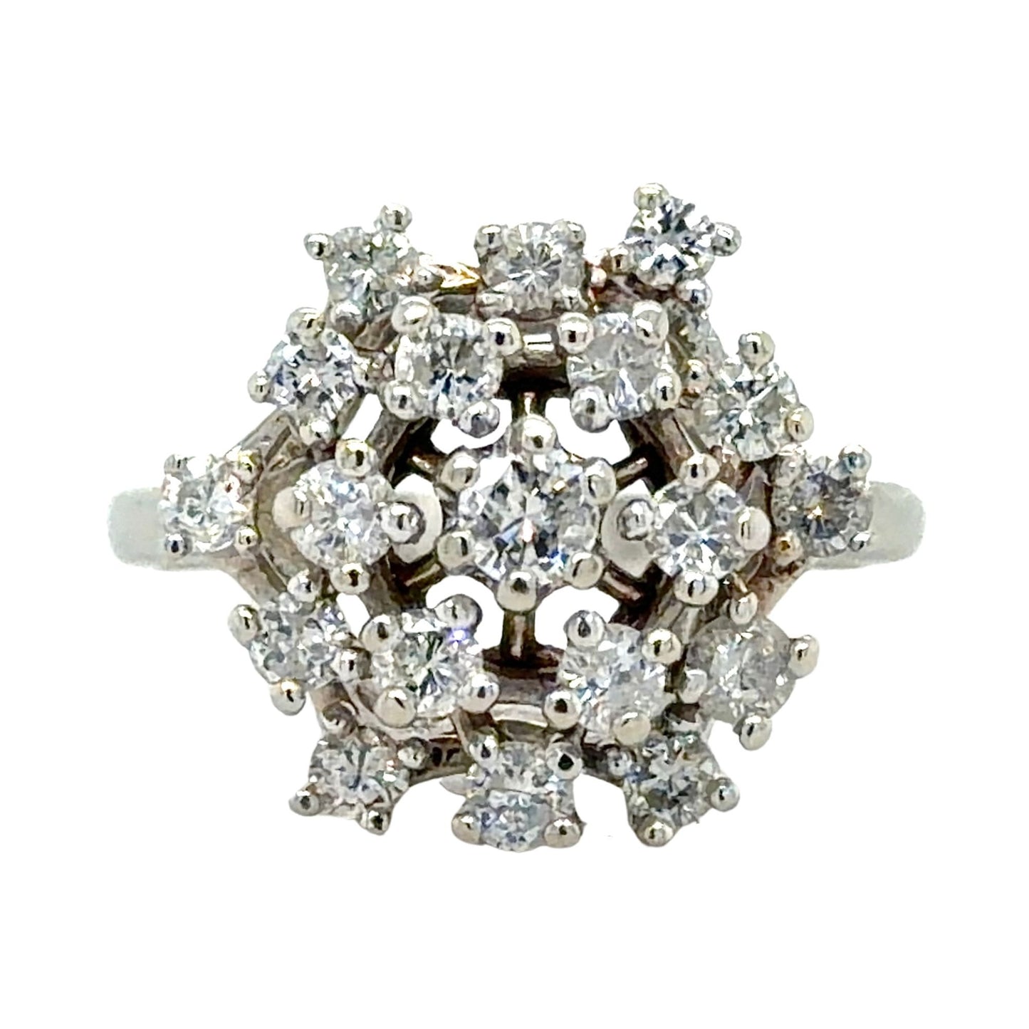 2/3ctw Diamond 14k White Gold Cocktail Ring 5.3g Size 7
