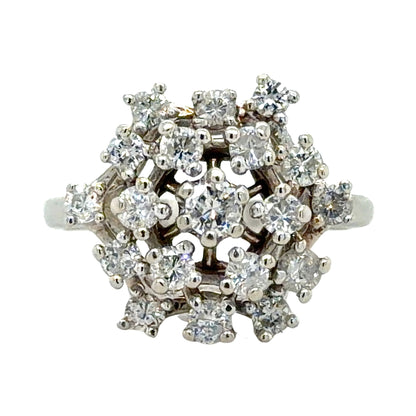 2/3ctw Diamond 14k White Gold Cocktail Ring 5.3g Size 7