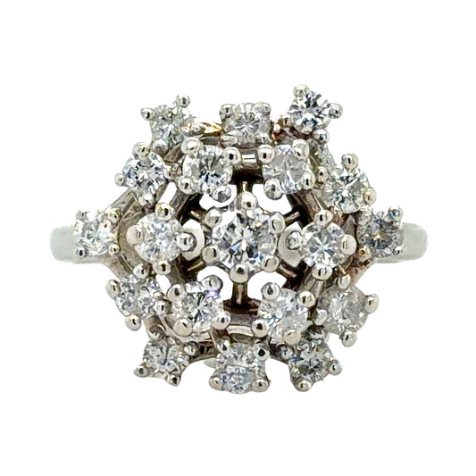 2/3ctw Diamond 14k White Gold Cocktail Ring 5.3g Size 7