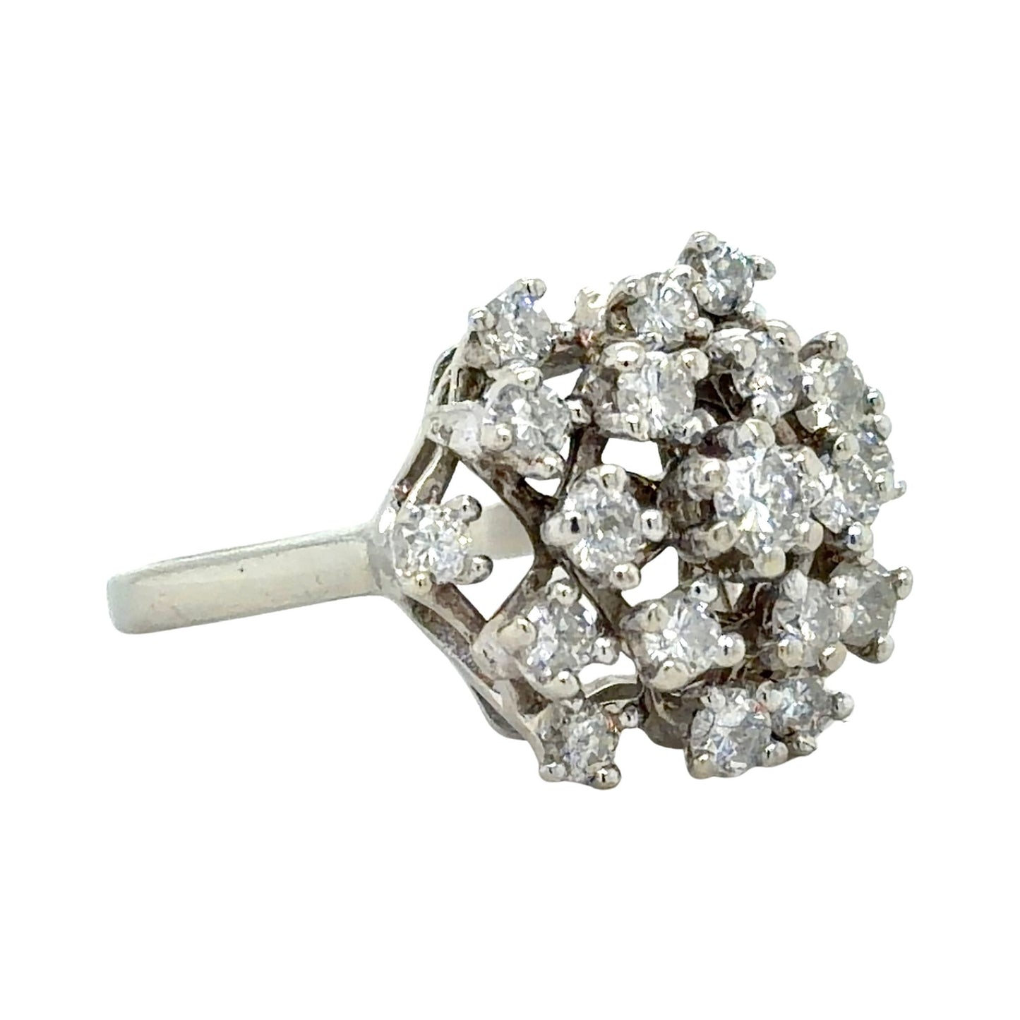 2/3ctw Diamond 14k White Gold Cocktail Ring 5.3g Size 7