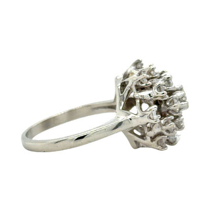 2/3ctw Diamond 14k White Gold Cocktail Ring 5.3g Size 7