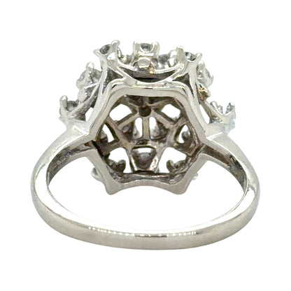2/3ctw Diamond 14k White Gold Cocktail Ring 5.3g Size 7