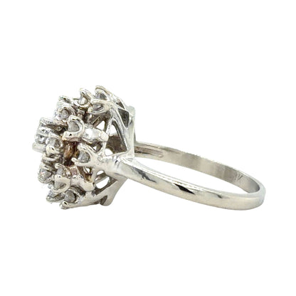2/3ctw Diamond 14k White Gold Cocktail Ring 5.3g Size 7