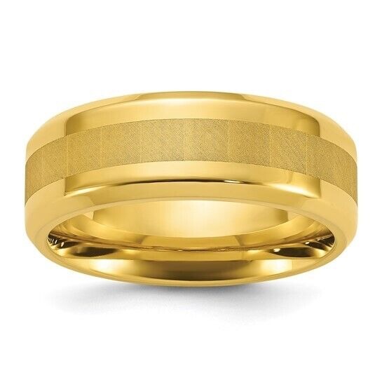 Chisel Titanium Polished Yellow IP-plated Brushed Center 8mm Band Ring SIZE 9