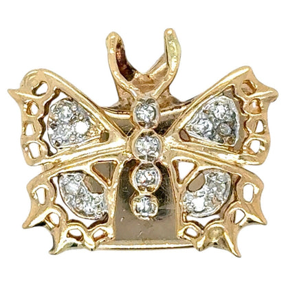 10k Yellow Gold 1/10ctw Diamond Butterfly Bracelet Slide 8.3g