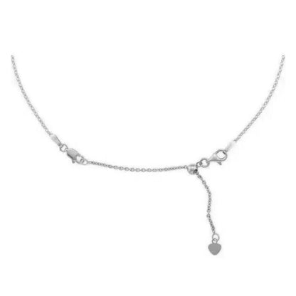 Sterling Silver Adjustable Cable Chain Extender With Lobster Clasp & Heart Charm 1.5 Mm 3" Length Polished Finish