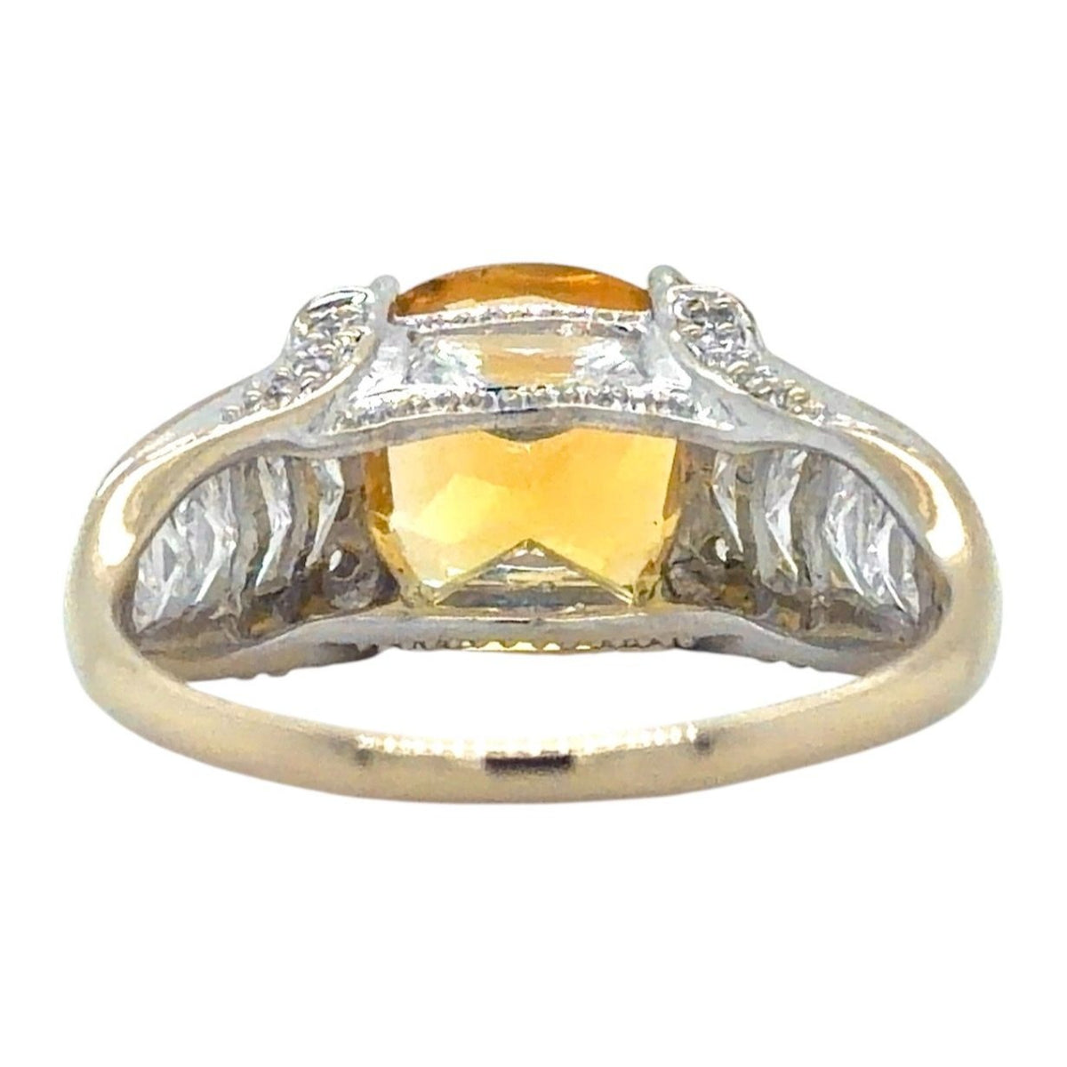 Citrine & Cubic Zirconia 14k White Gold Ring 5.5g Size 9.75