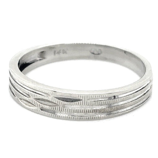 3.7mm Wedding Band Ring  14K White Gold 1.8g Size 6.25