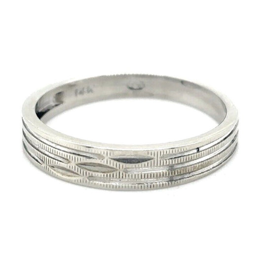 3.7mm Wedding Band Ring  14K White Gold 1.8g Size 6.25