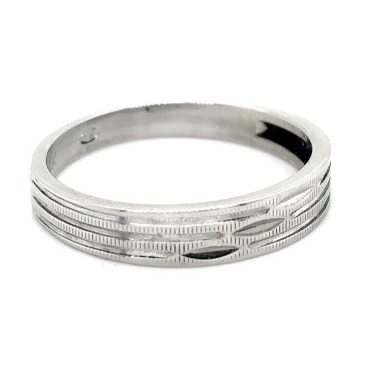 3.7mm Wedding Band Ring  14K White Gold 1.8g Size 6.25