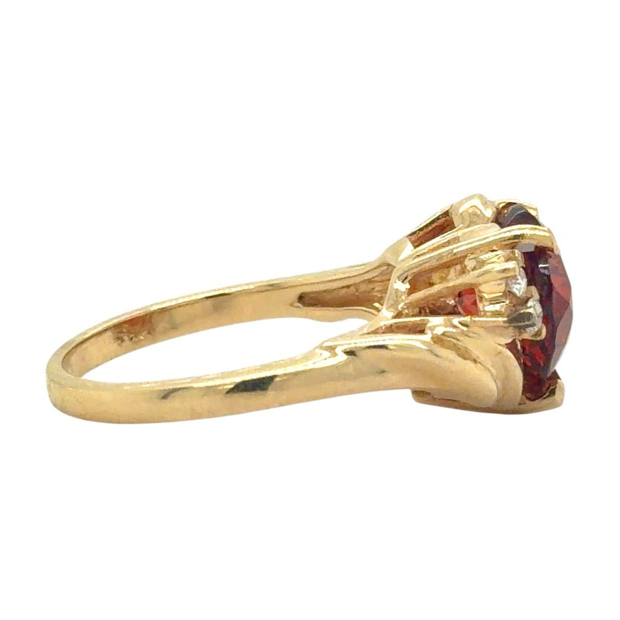 Heart Spessartite Garnet & Diamonds 14k Yellow Gold Ring 5.4g Size 7