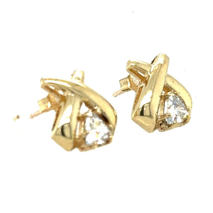 10k Yellow Gold CZ Earrings 2.8g