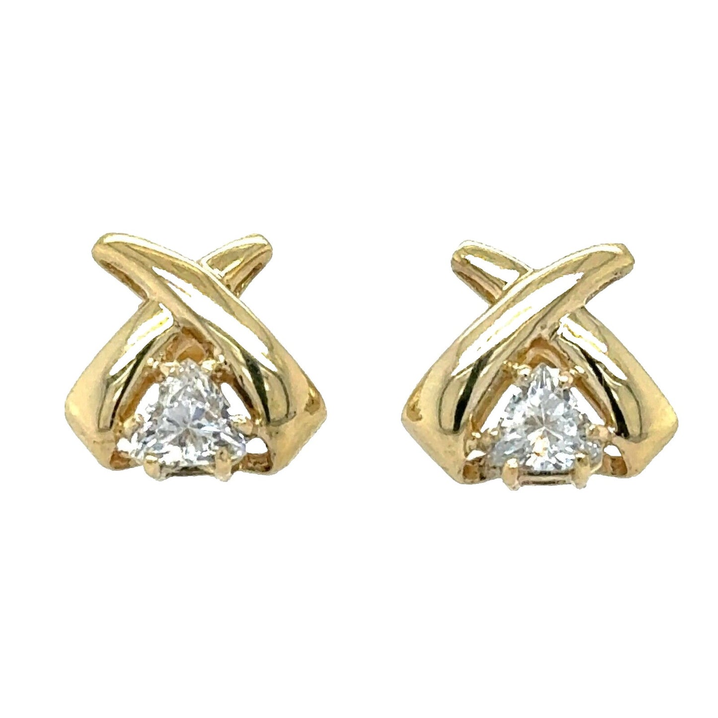 10k Yellow Gold CZ Earrings 2.8g