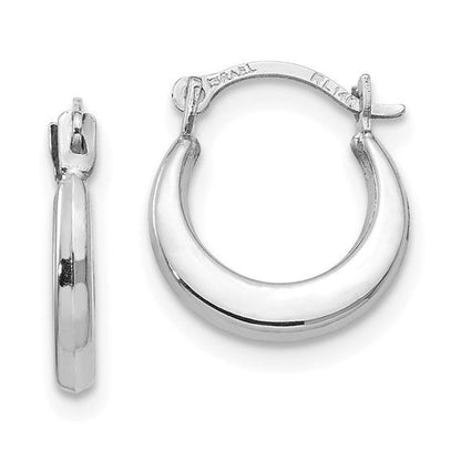 14K White Gold Small Hoop Earrings 12mm x10mm