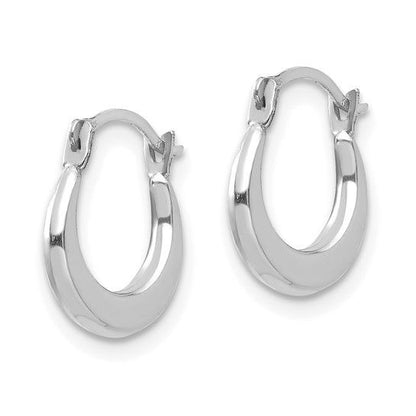 14K White Gold Small Hoop Earrings 12mm x10mm