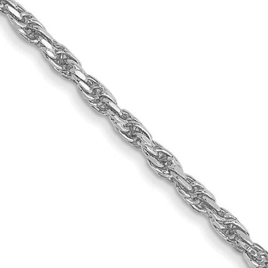 14K White Gold 1.3mm Diamond-Cut Rope Chain Necklace 16-Inch