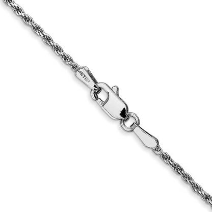 14K White Gold 1.3mm Diamond-Cut Rope Chain Necklace 16-Inch