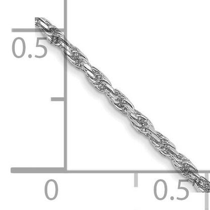 14K White Gold 1.3mm Diamond-Cut Rope Chain Necklace 16-Inch