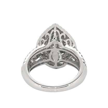 2ct Multi Diamond Pear Shaped Engagement Ring 10K White Gold Ring 6.2g Size 7.25