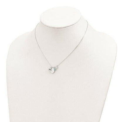 Sterling Silver Turquoise Bead and Shell Beach Girl Necklace