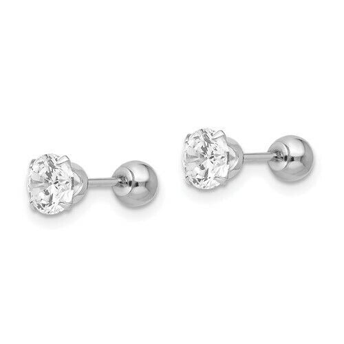 14k Madi K White Gold 5mm Cubic Zirconia and 4mm Ball Reversible Earrings