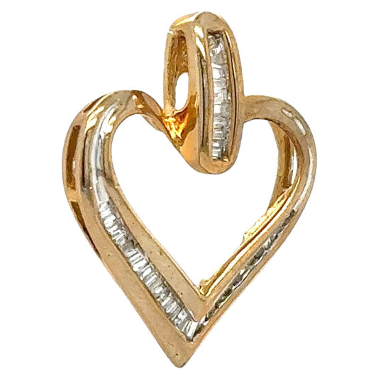 1/3ctw Diamond Accent 10k Yellow Gold Heart Pendant 2.1g