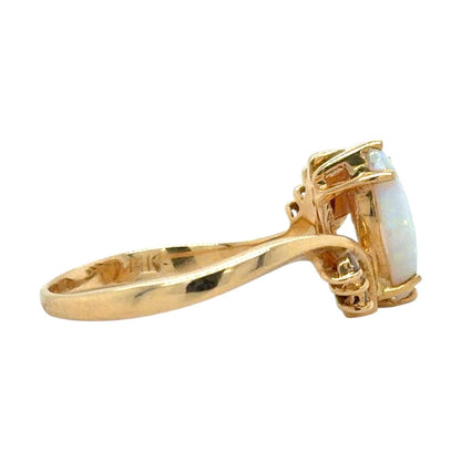 Marquise Opal & Diamonds 14K Yellow Gold Ring 3.5g Size 10.5