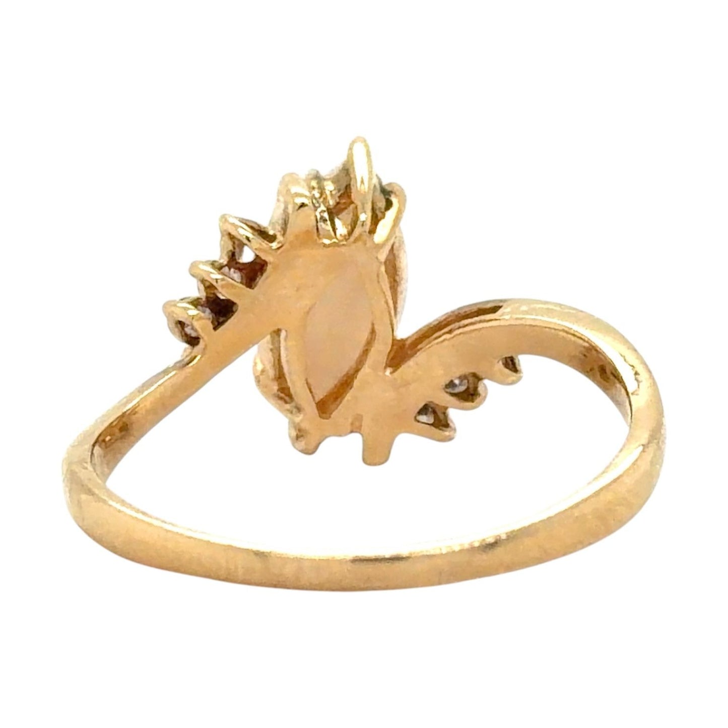 Marquise Opal & Diamonds 14K Yellow Gold Ring 3.5g Size 10.5