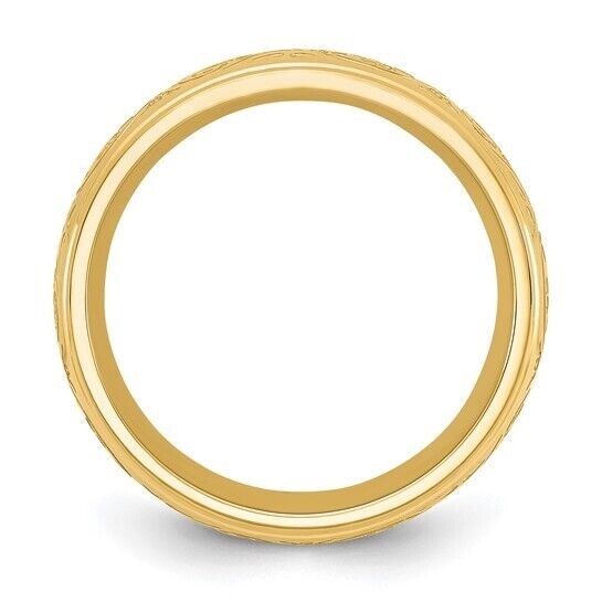 Chisel Stainless Steel Yellow IP-plated Etched Design Ring Band 7.5mm Size 10