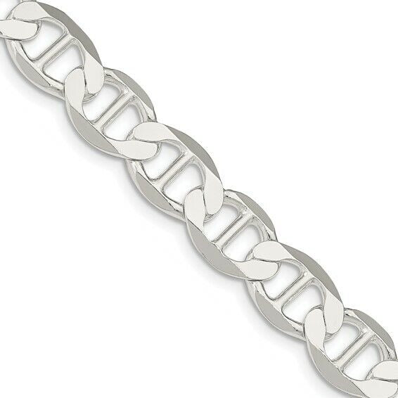 Sterling Silver 9.95mm Flat Anchor Chain Necklace 24 Inch Length